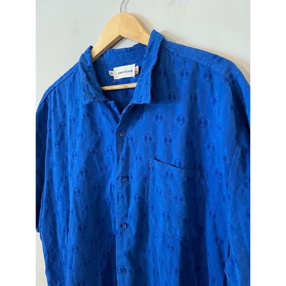 Honor The Gift Blue Diamond Button Down Short Sleeve Top XXL - Picture 2 of 8